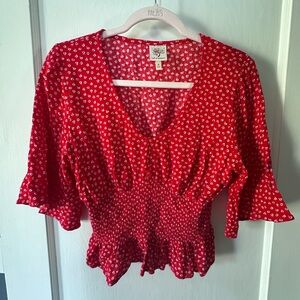 Self Esteem Red Patterned Women's Blouse